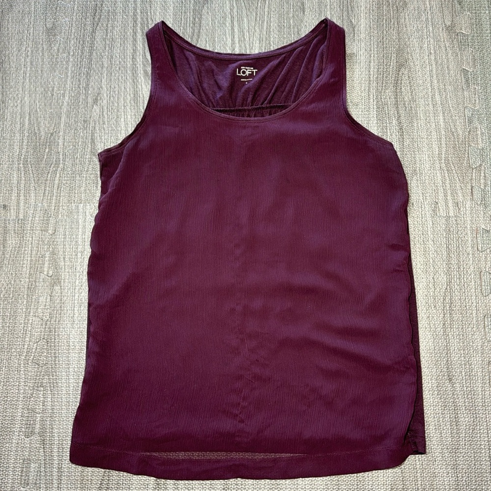 LOFT Textured Burgundy Tank - Women’s Size S